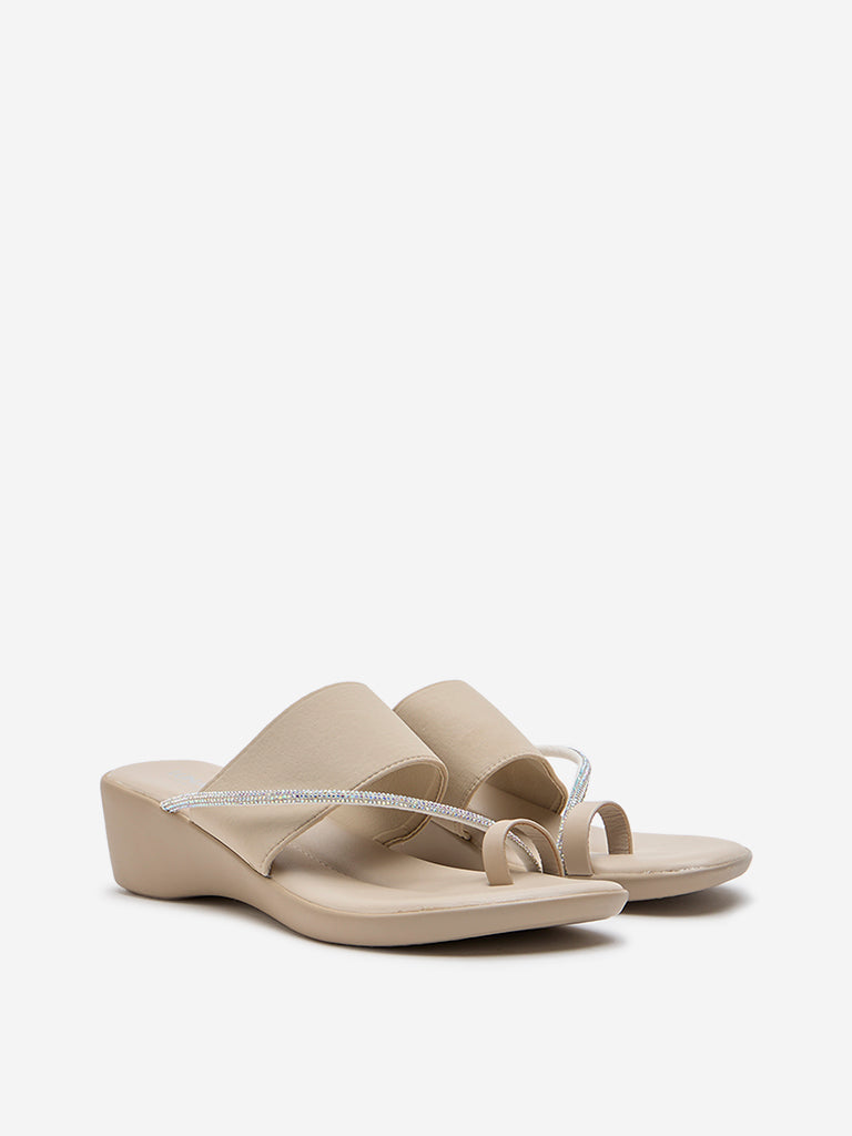 LUNA BLU Ivory Diamante Embellished Comfort Sandals - Image 2