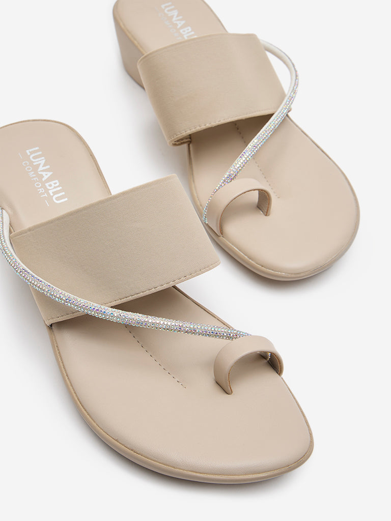 LUNA BLU Ivory Diamante Embellished Comfort Sandals - Image 3
