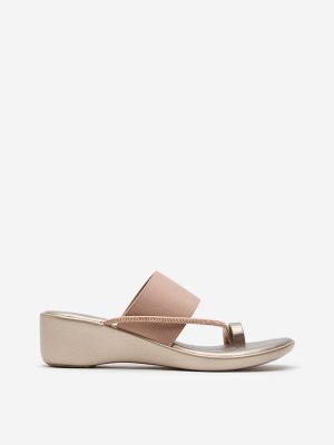 LUNA BLU Rose Gold Diamante Embellished Comfort Sandals