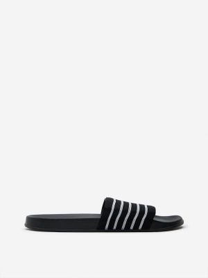 SOLEPLAY Black Striped Slides