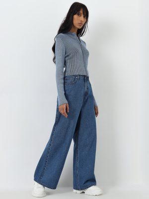 Nuon Blue Wide-Leg High-Rise Denim Jeans