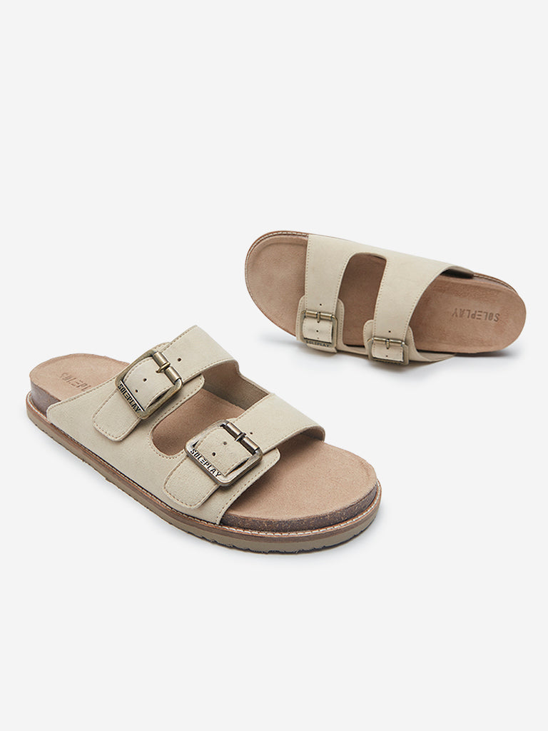 SOLEPLAY Beige Dual Strap Slip-On Sandals - Image 3