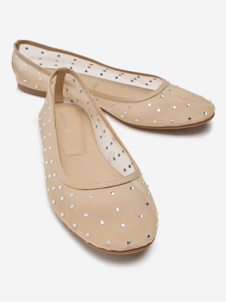 LUNA BLU Ivory Embellished Mesh Ballerina - Image 3