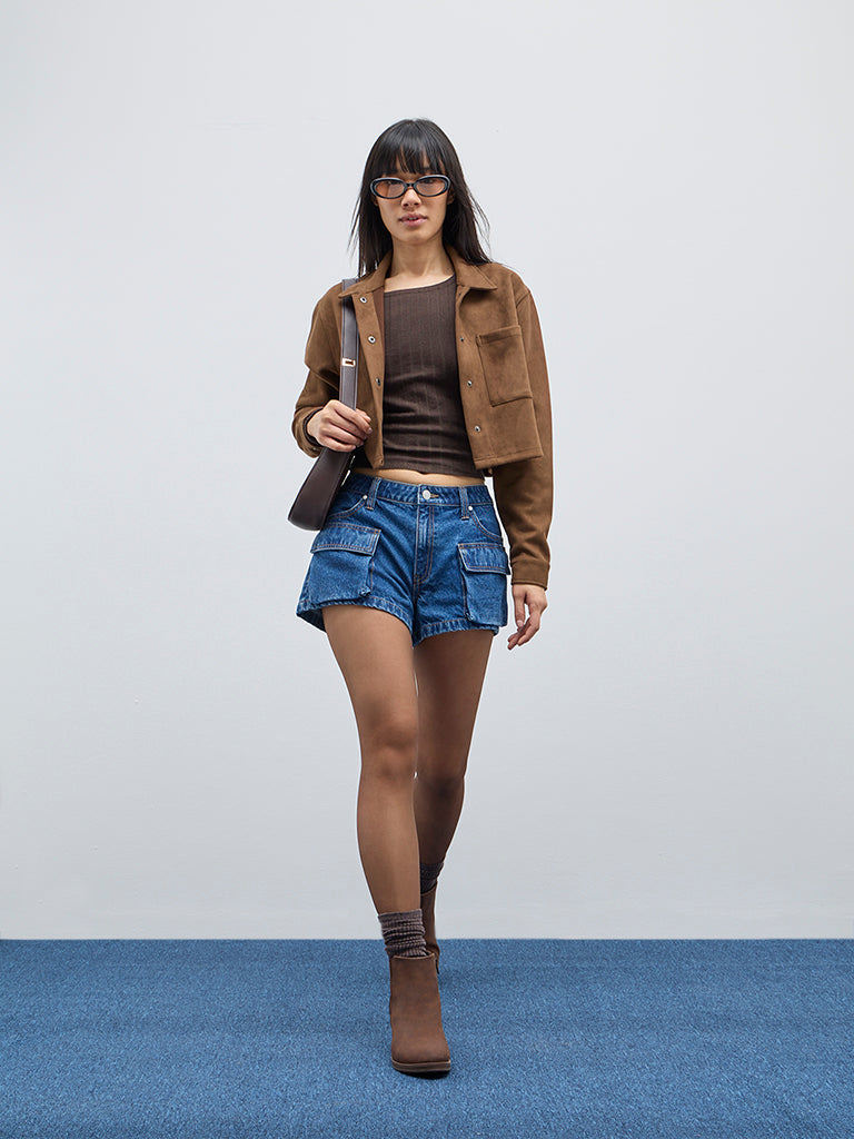 Nuon Brown Self Striped Top - Image 4