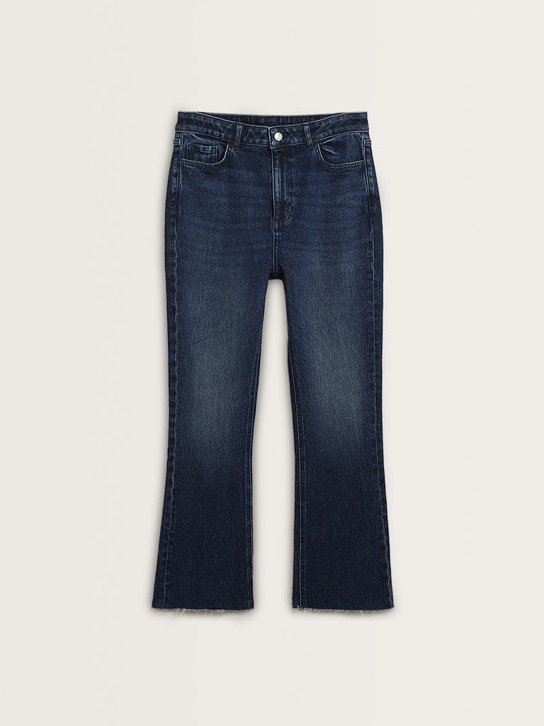 LOV Dark Blue Washed Straight-Fit High-Rise Jeans - Image 5