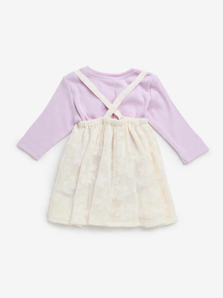 HOP Baby Off-White Floral Design Pinafore and T-Shirt Set - Image 2