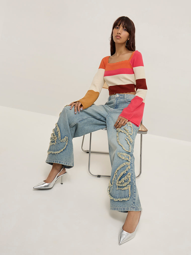 Nuon Multicolour Knitted Cotton Top - Image 3