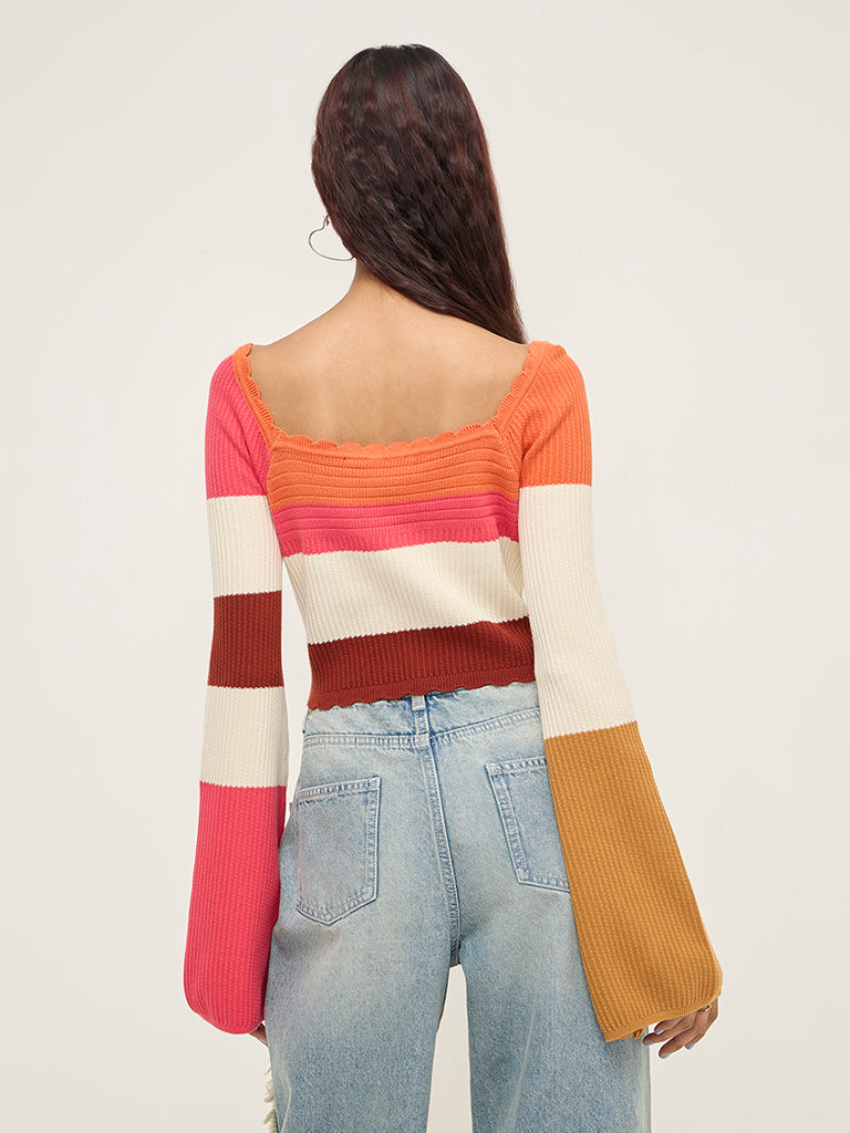 Nuon Multicolour Knitted Cotton Top - Image 4