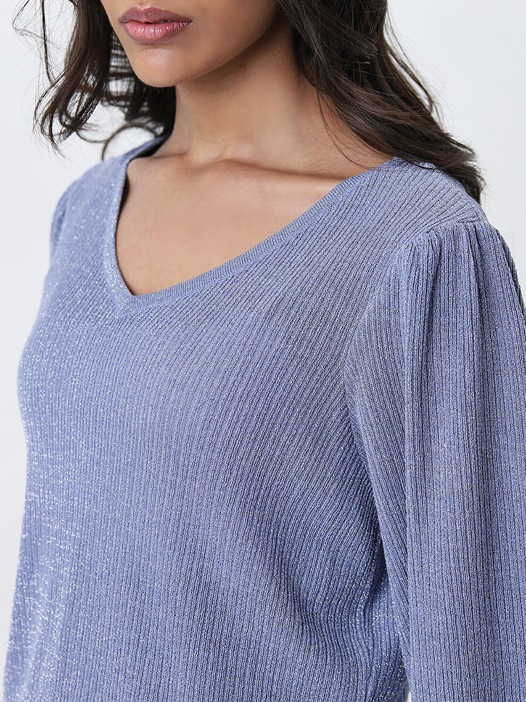 LOV Lilac Ribbed and Embellished Sweater - Image 3