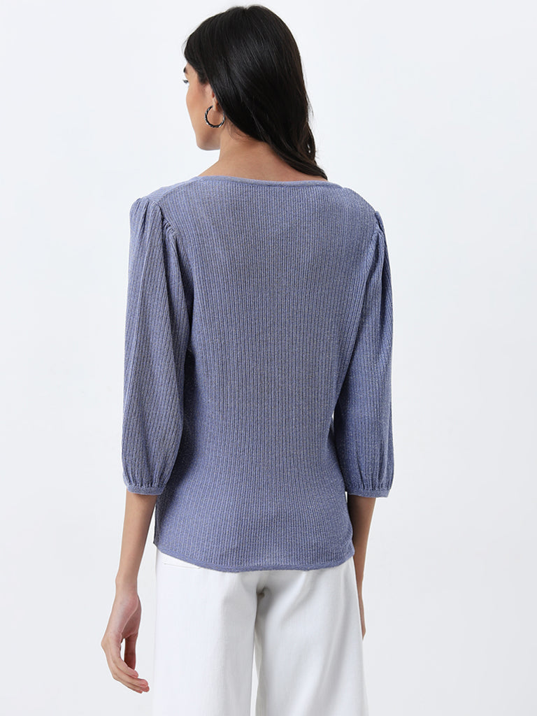 LOV Lilac Ribbed and Embellished Sweater - Image 5