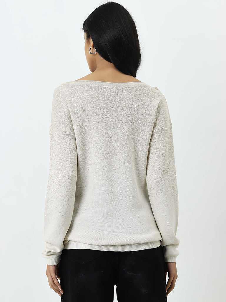 LOV Light Beige Sparkle Design Sweater - Image 4