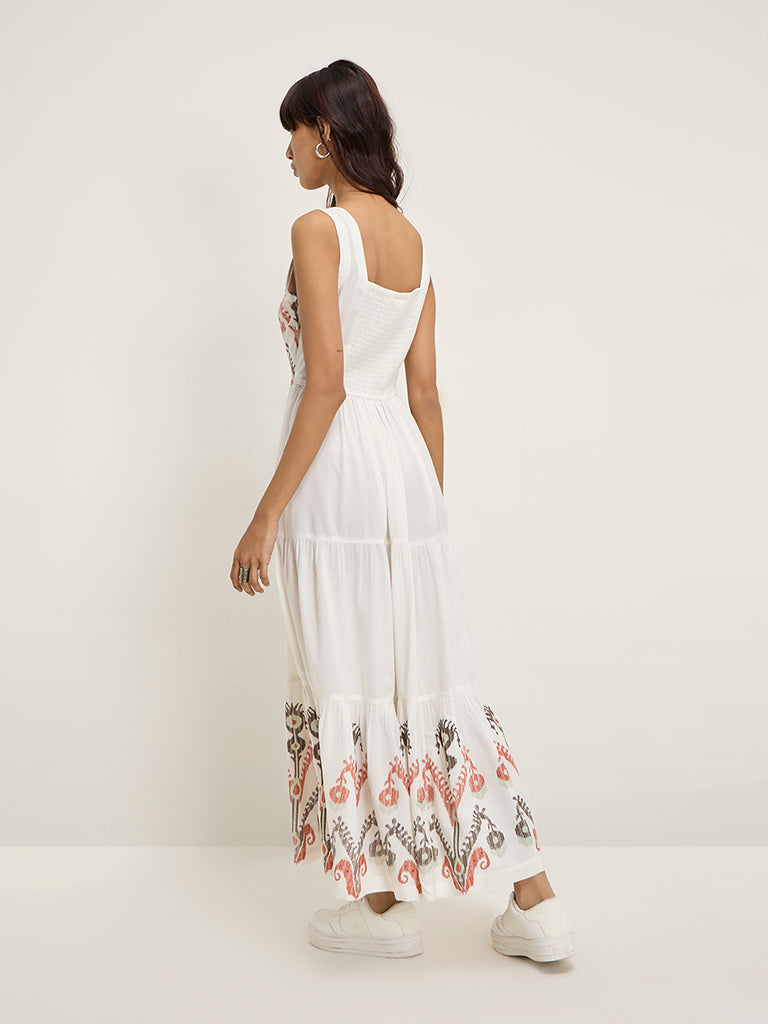 Bombay Paisley White Printed Tiered Dress - Image 4