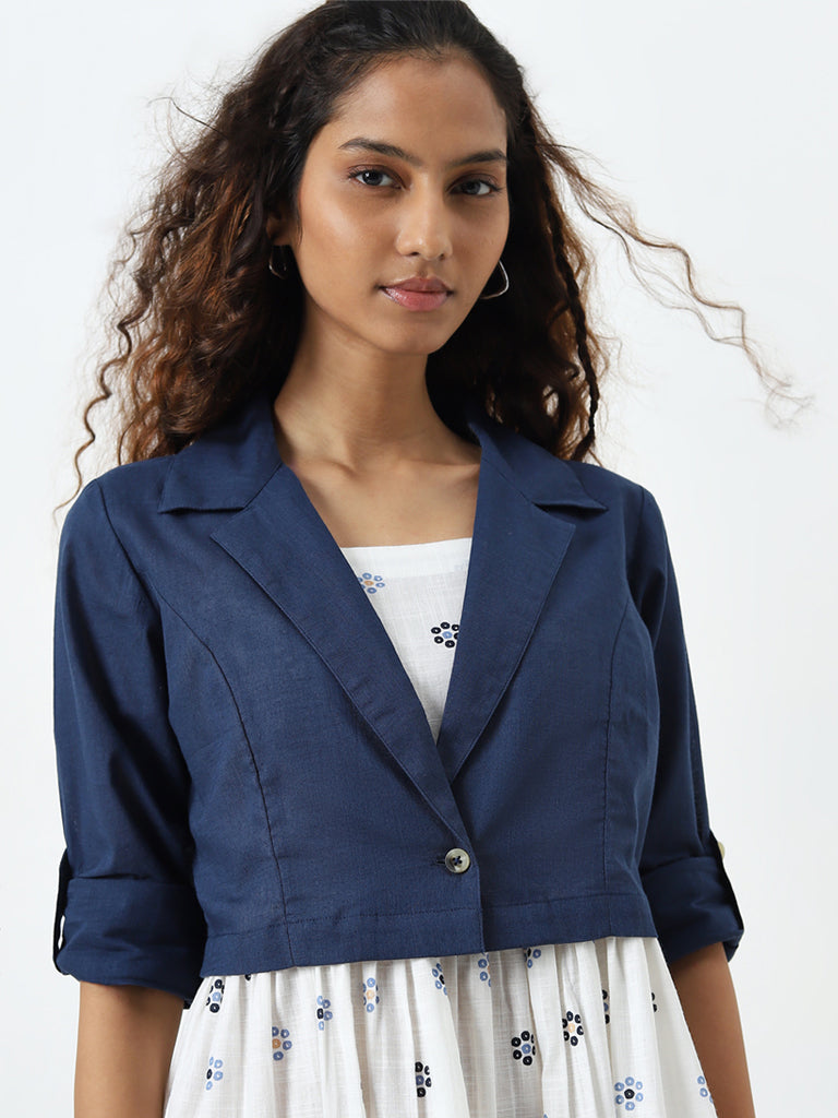 Bombay Paisley White Tiered Cotton Dress with Jacket - Image 2