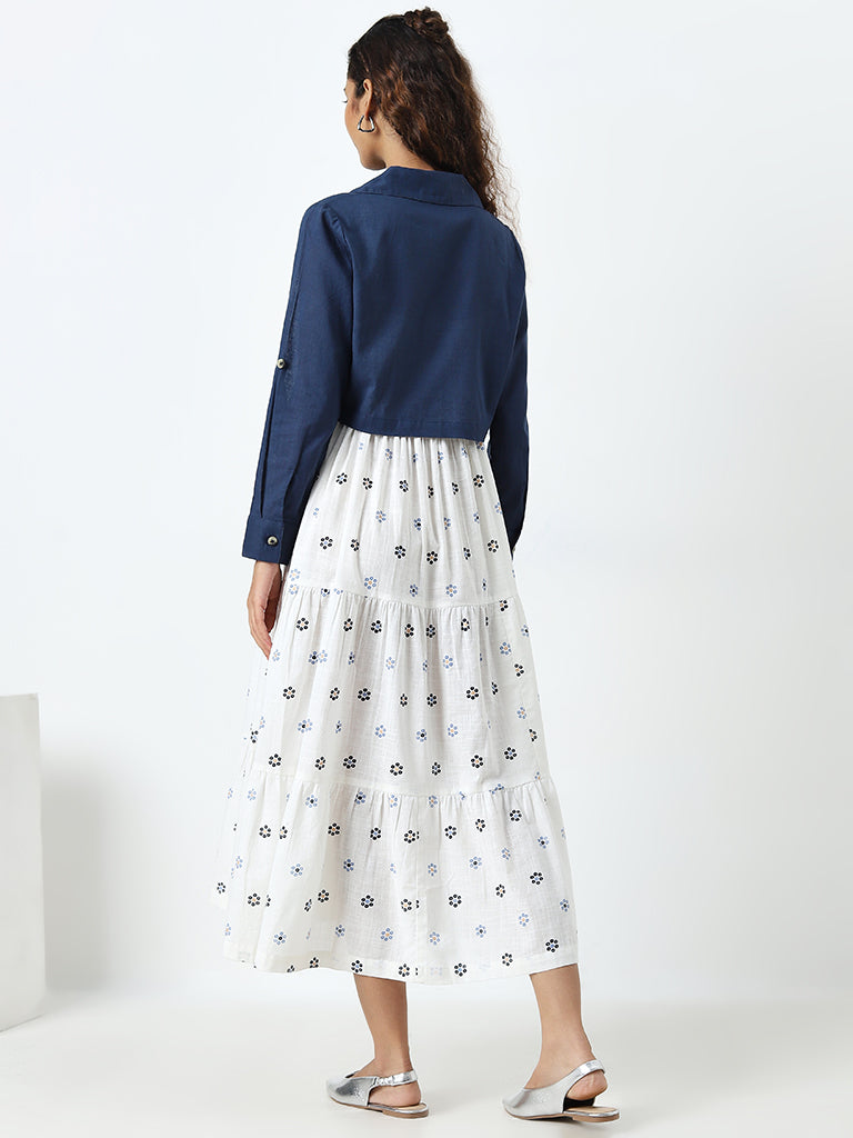 Bombay Paisley White Tiered Cotton Dress with Jacket - Image 4