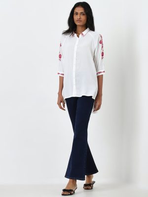 LOV Dark Blue Wide-Leg High-Rise Jeans