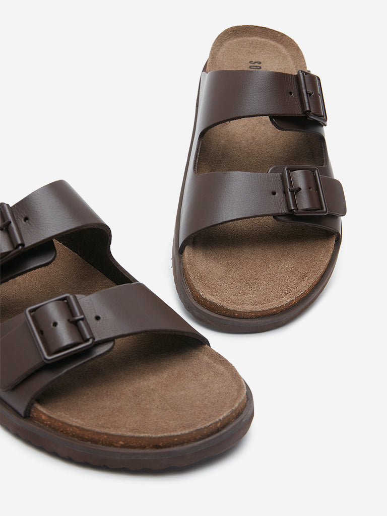 SOLEPLAY Dark Brown Slip-On Comfort Sandals - Image 4