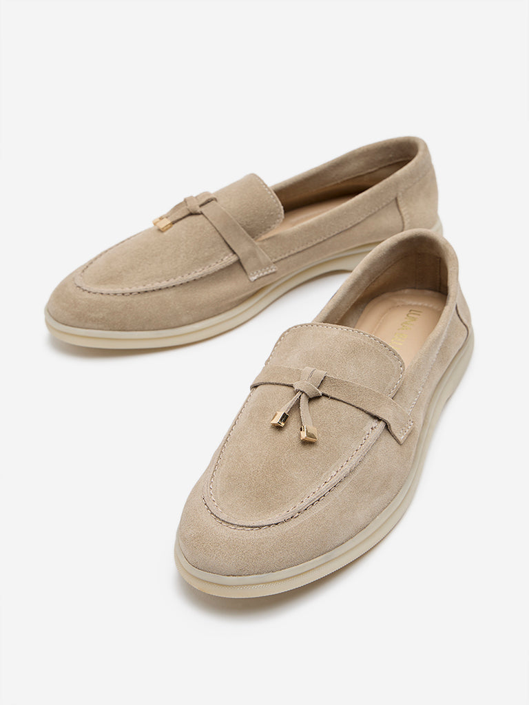 LUNA BLU Ivory Faux Suede Loafers - Image 3