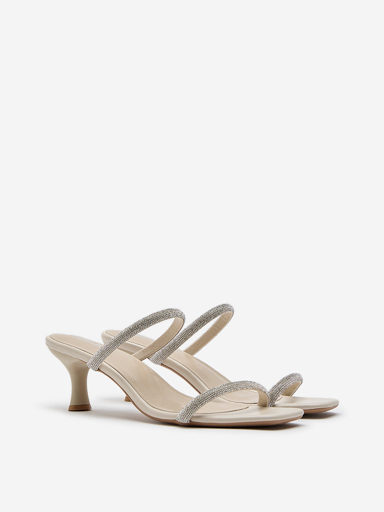 LUNA BLU Ivory Embellished Sandals - Image 2