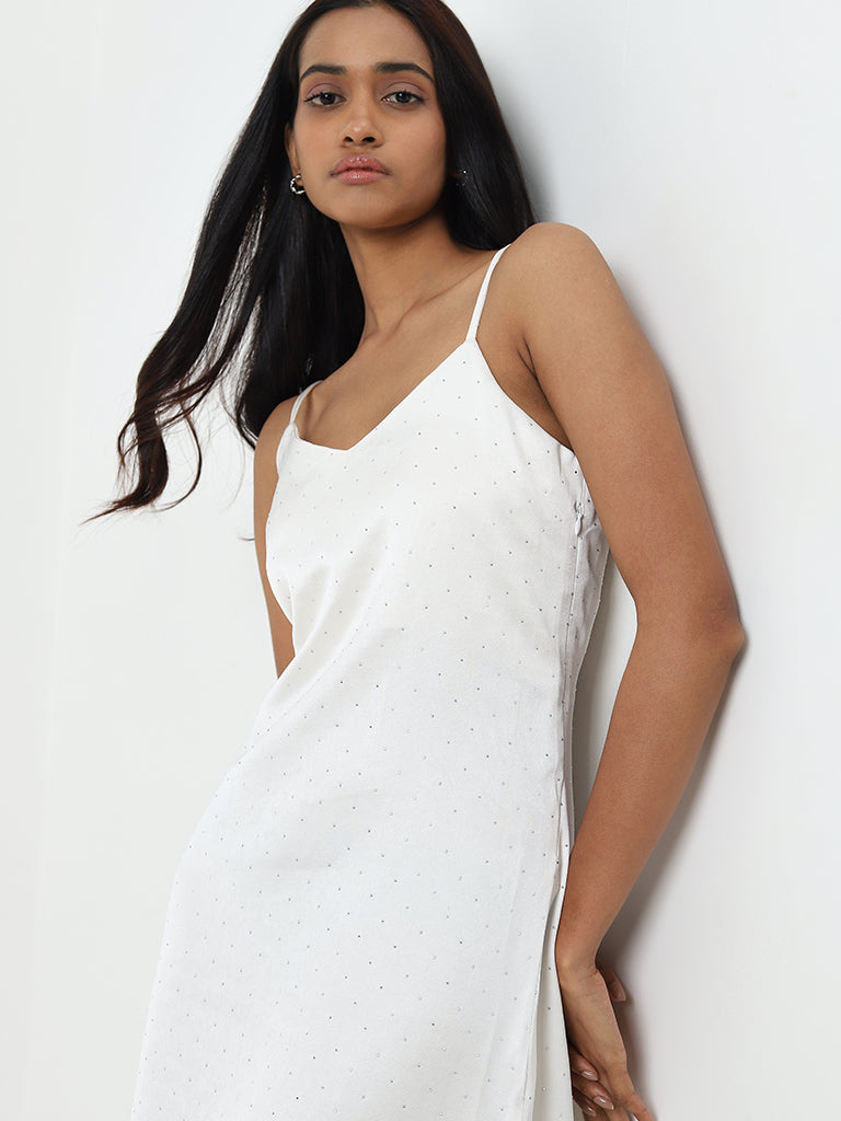Wardrobe Ivory Embellished Slip Dress - Image 2