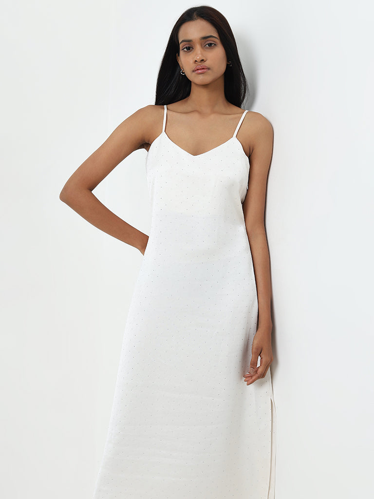 Wardrobe Ivory Embellished Slip Dress - Image 3