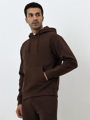 WES Casuals Brown Relaxed-Fit Cotton-Blend Sweatshirt