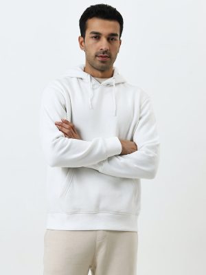 WES Casuals White Relaxed-Fit Cotton-Blend Sweatshirt