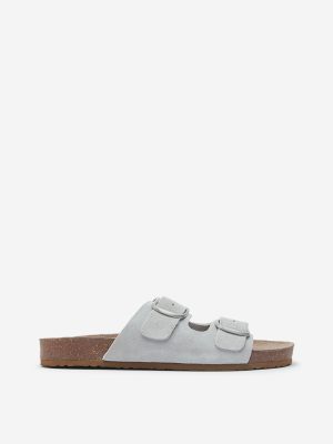 LUNA BLU Grey Dual-Strap Comfort Sandals