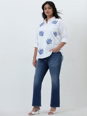 Gia Blue Washed Wide-Leg High-Rise Jeans