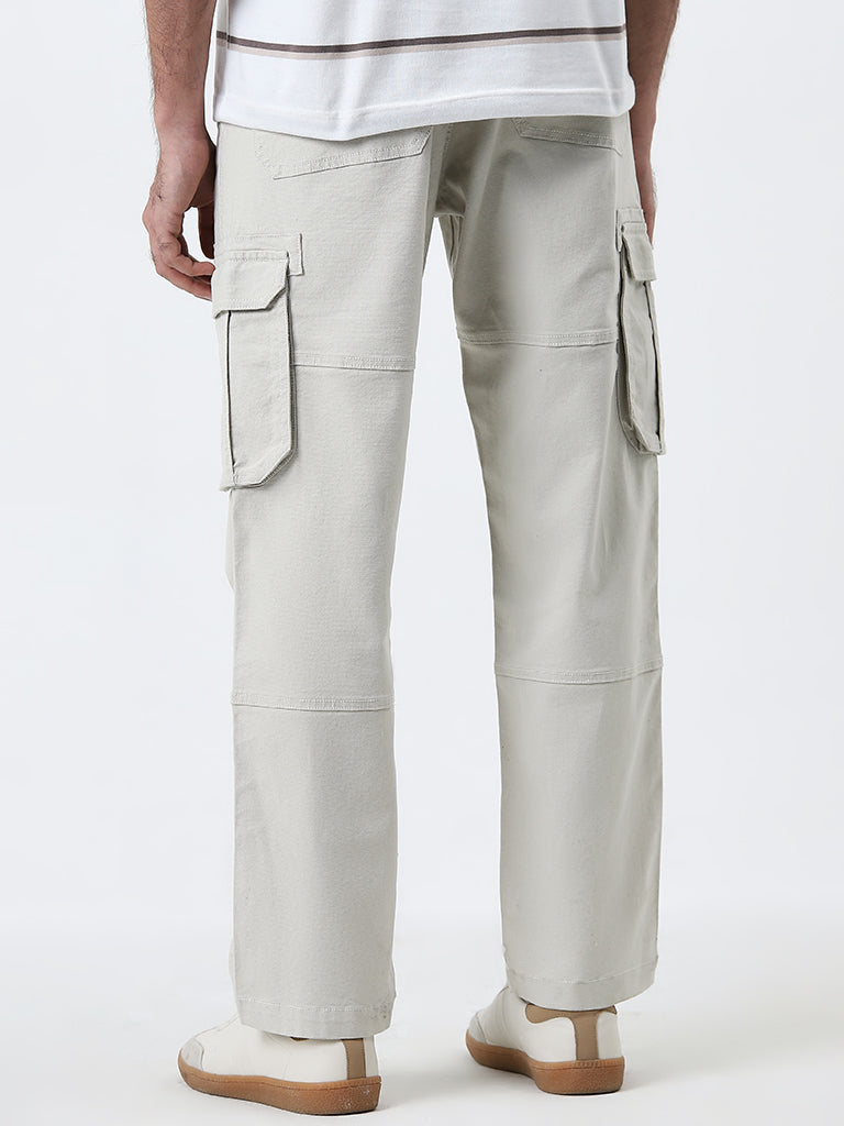 WES Casuals Ivory Relaxed-Fit Mid-Rise Cargo Jeans - Image 5