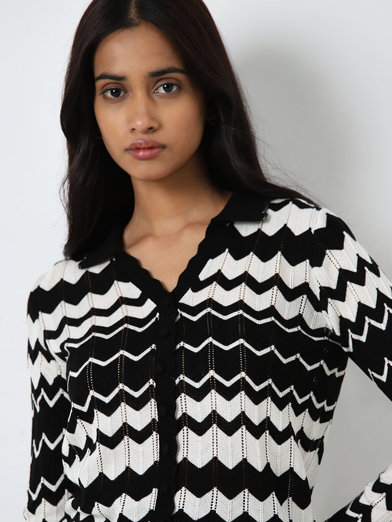 Wardrobe Black & White Patterned Sweater - Image 2