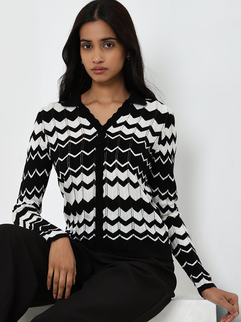 Wardrobe Black & White Patterned Sweater - Image 3