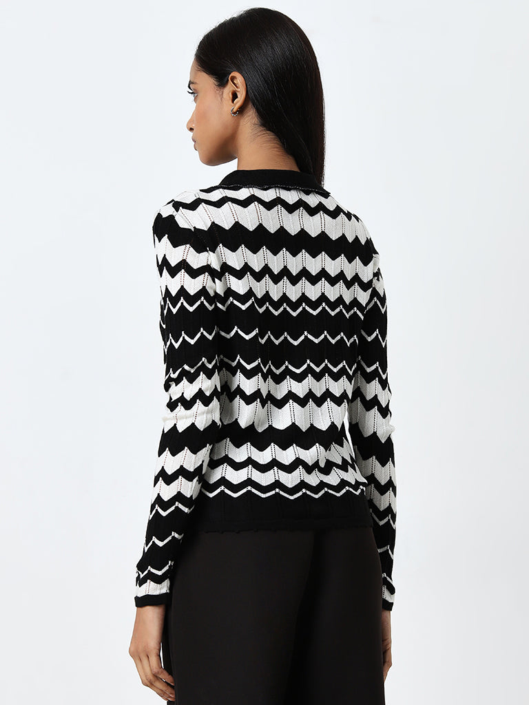 Wardrobe Black & White Patterned Sweater - Image 4