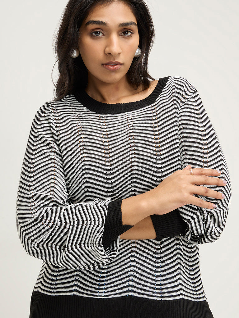 Gia Black Chevron Printed Sweater - Image 3