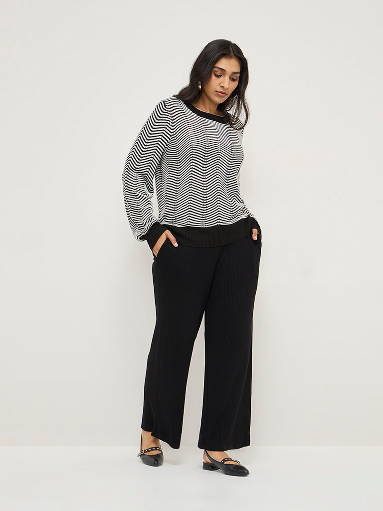 Gia Black Chevron Printed Sweater - Image 4