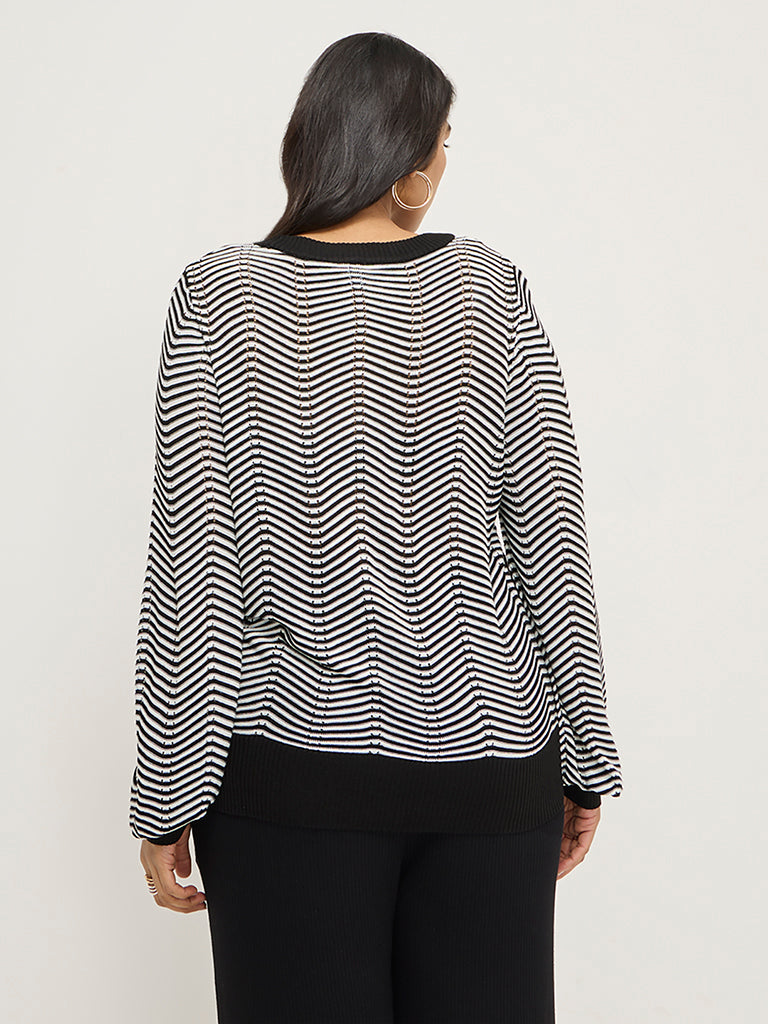 Gia Black Chevron Printed Sweater - Image 5
