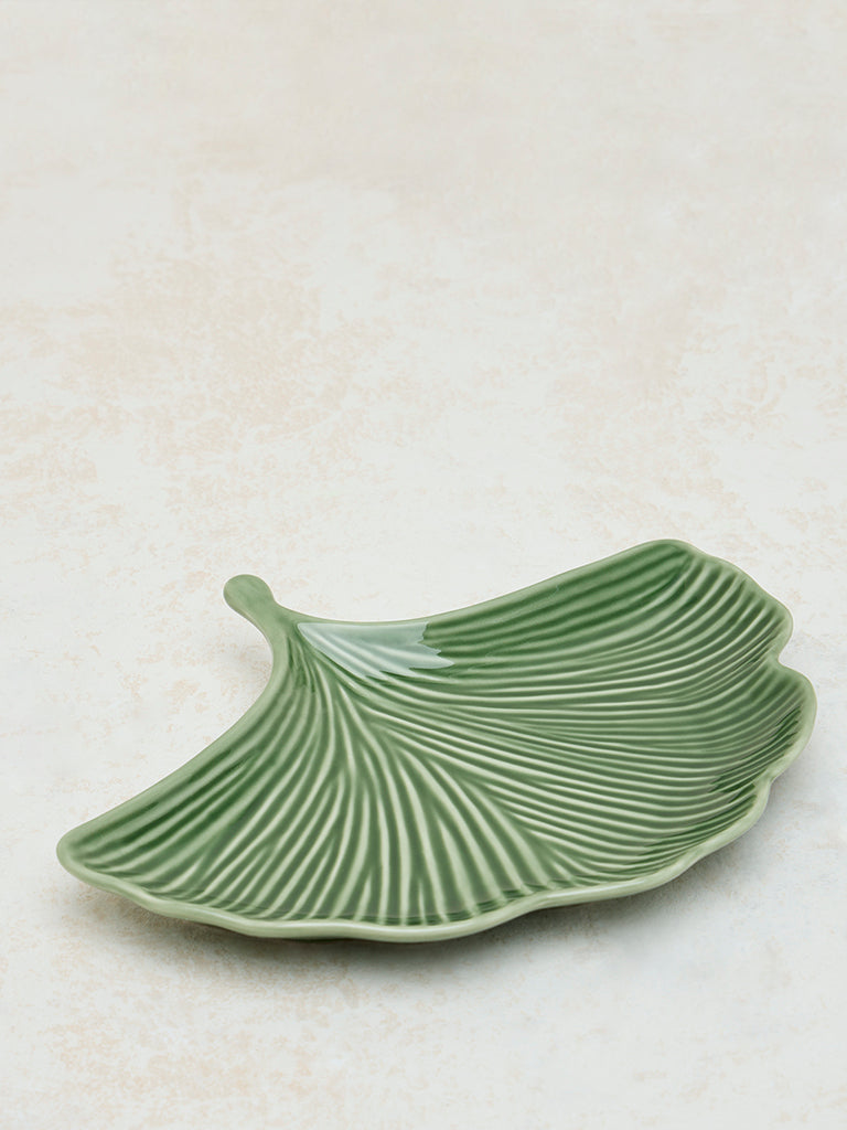 Westside Home Green Leaf Design Serving Platter - Image 2