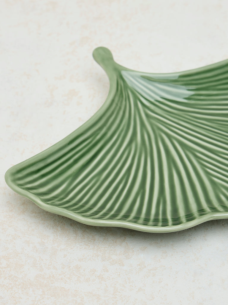 Westside Home Green Leaf Design Serving Platter - Image 3