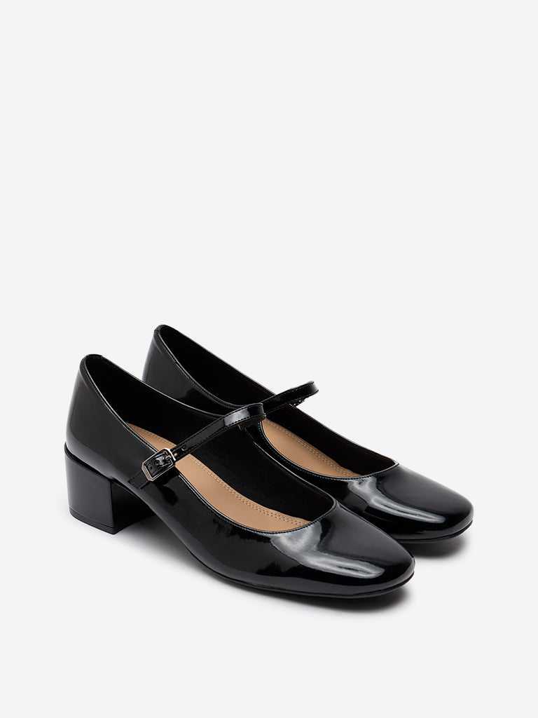 LUNA BLU Black Belted Block Heel Shoes - Image 2