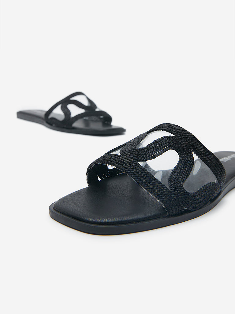 LUNA BLU Black Vinyl Slides - Image 3