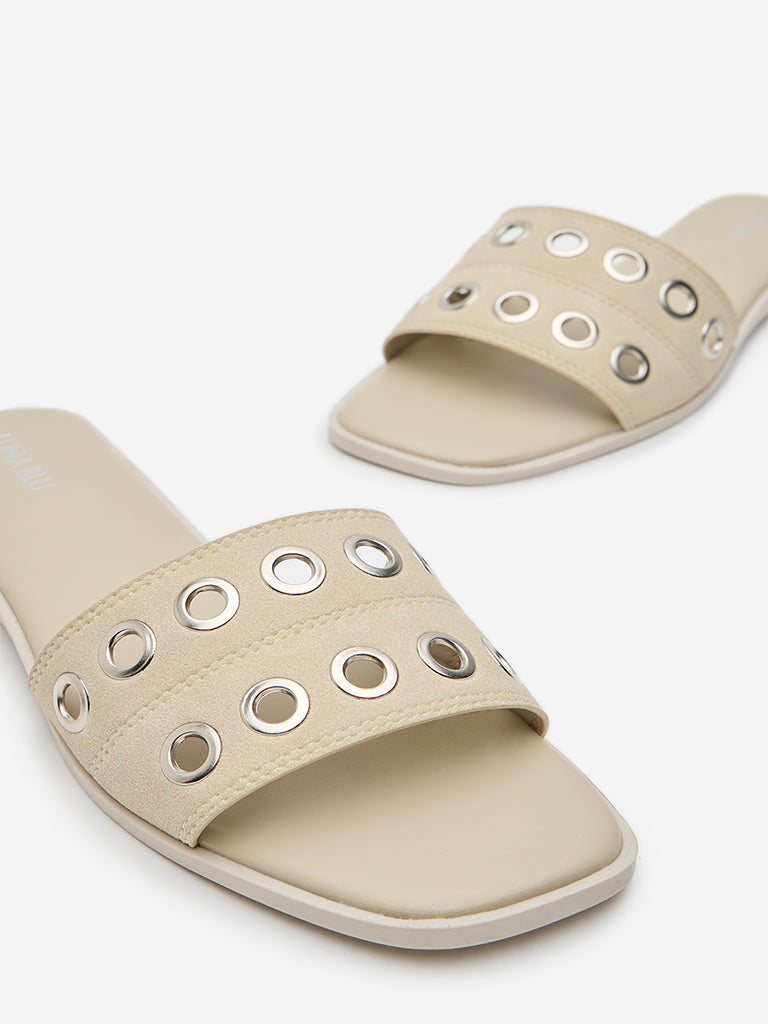 LUNA BLU Beige Cut-Out Detailed Slides - Image 3