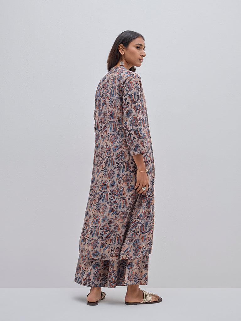 Utsa Multicolour Botanical Pattern A-Line Kurta - Image 4