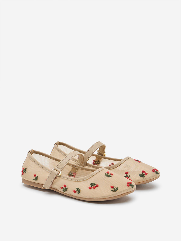 Yellow Pink Floral Embroidered Ballerina - Image 2