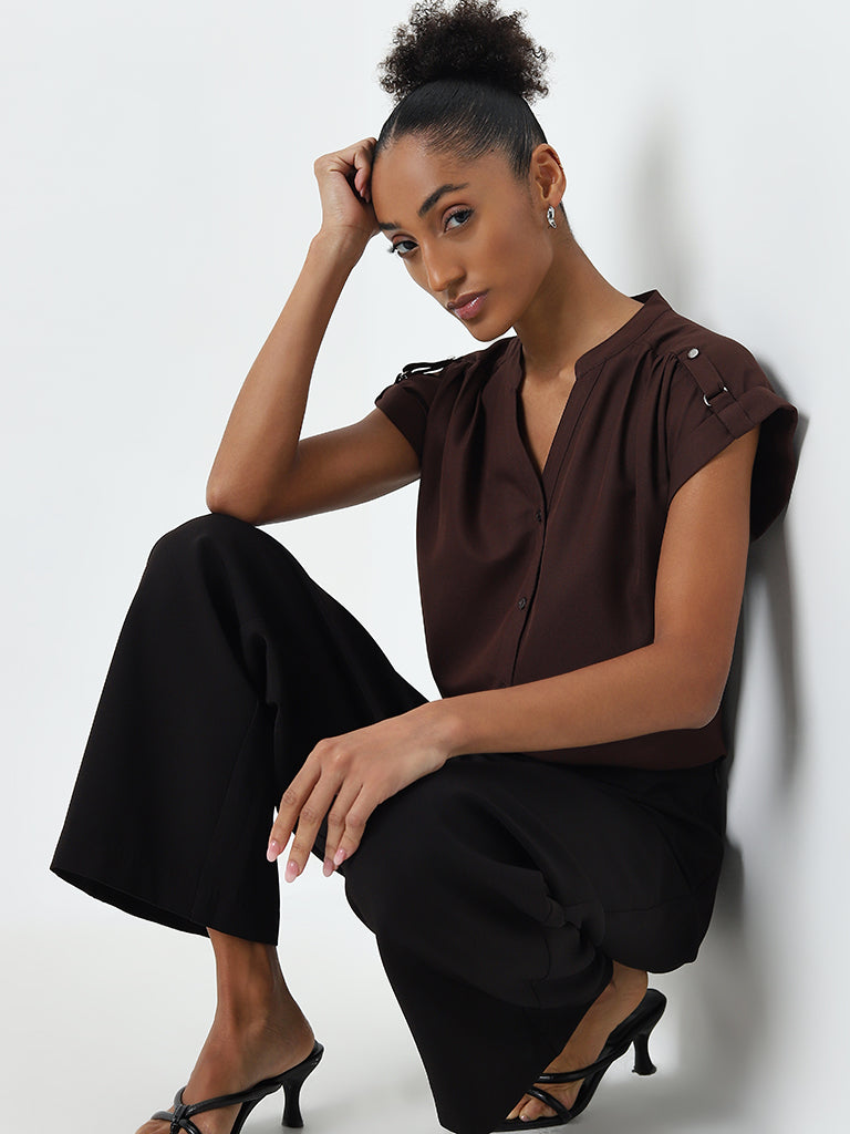 Wardrobe Dark Brown Solid Top - Image 4