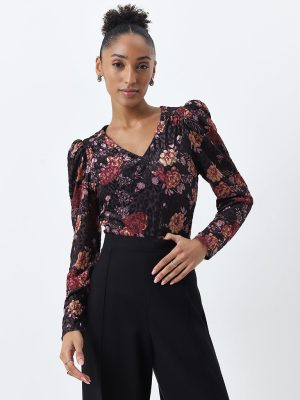 Wardrobe Black Floral Design Top