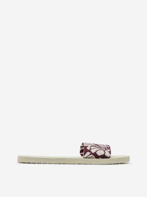 LUNA BLU Burgundy Leaf Design Knitted Flip-Flops