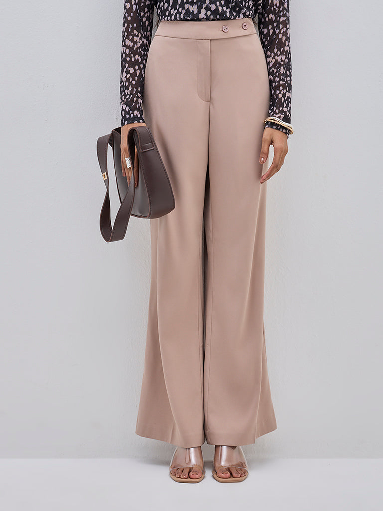 Wardrobe Beige High-Rise Trousers - Image 3