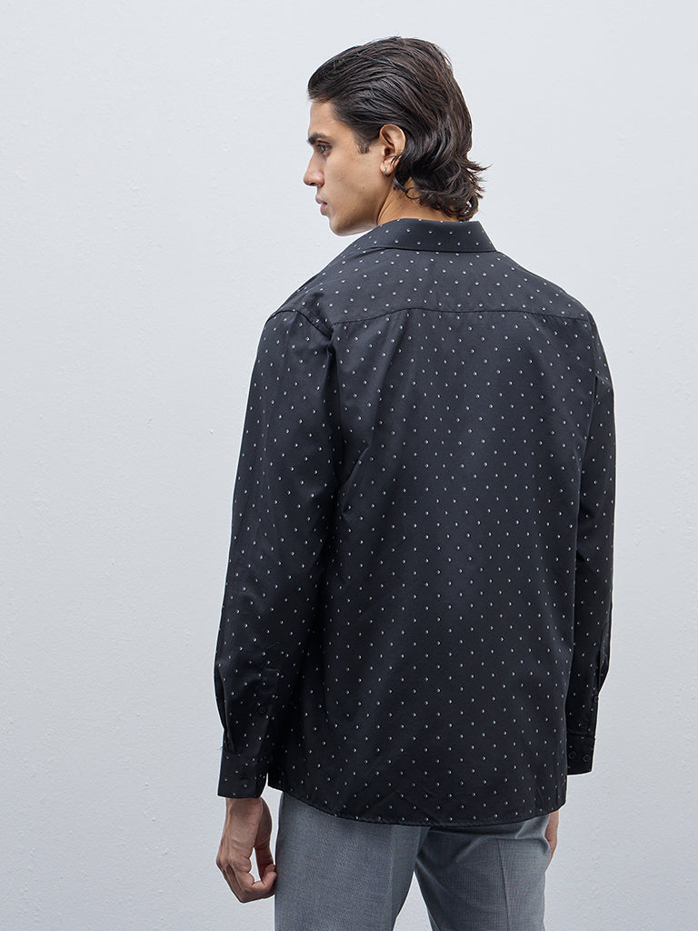 WES Formals Black Printed Slim-Fit Shirt - Image 4