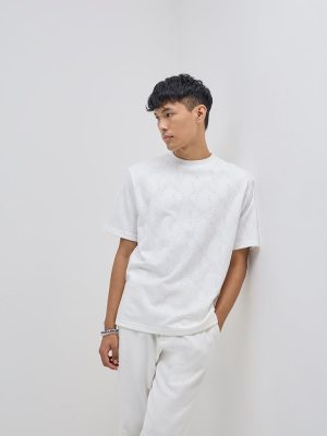 ETA White Self-Patterned Relaxed-Fit Cotton T-Shirt