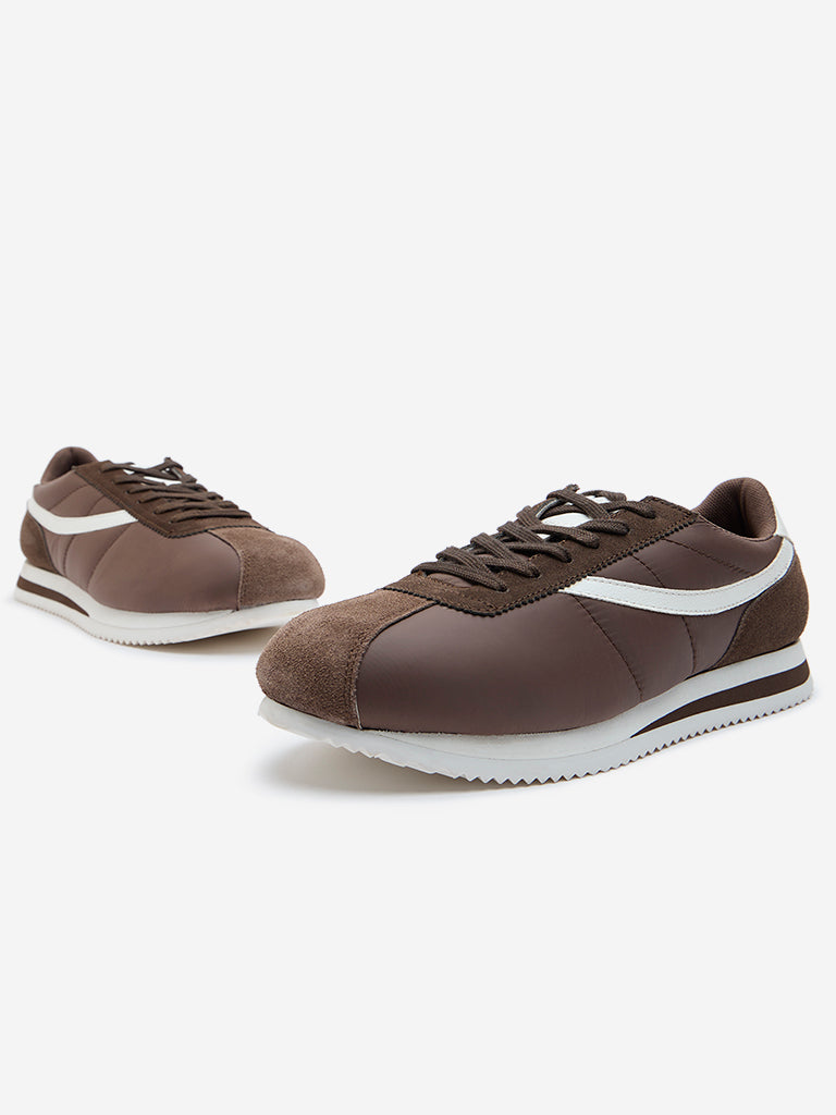 LUNA BLU Brown Faux-Suede Lace-Up Sneakers - Image 3