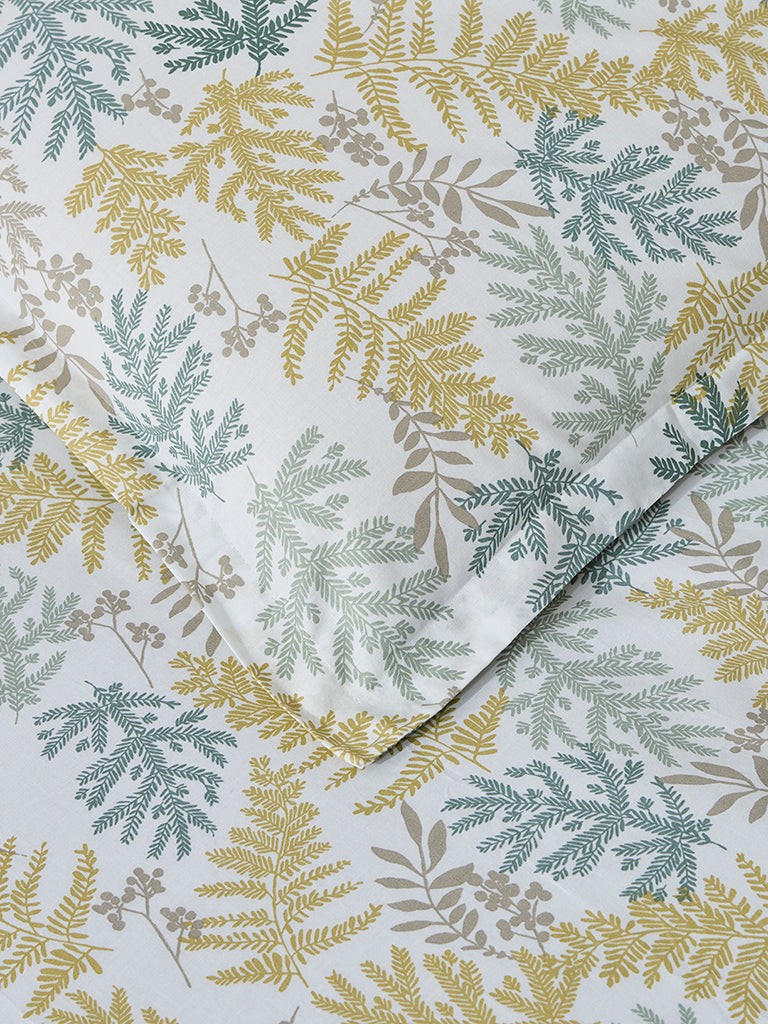 Westside Home Multicolour Foliage Pattern Queen Bed Fitted Sheet and Pillowcase Set - Image 3